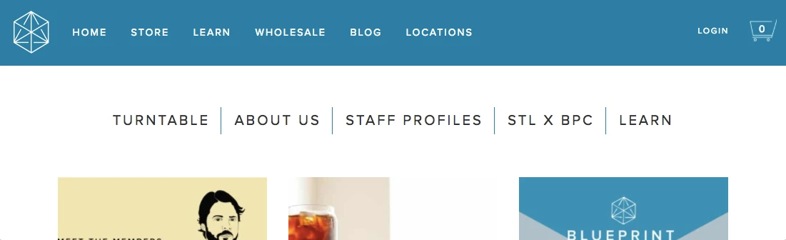 Screenshot of Blueprint Coffee website
