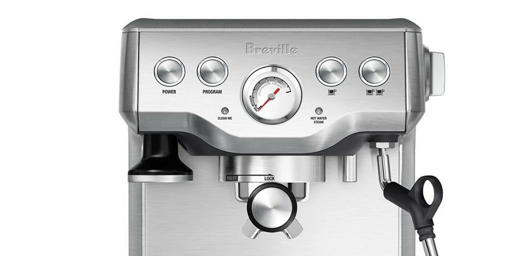 Closeup of Breville BES840XL Infuser Espresso Machine