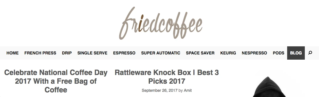 Screenshot of Fried Coffee website