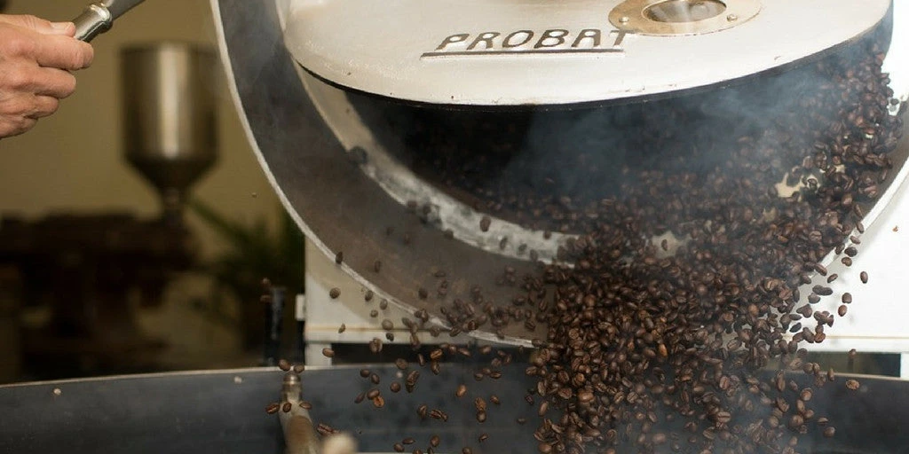 Coffee beans being roasted