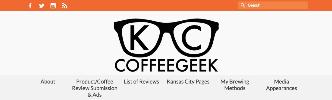 Screenshot of KC Coffee Geek website