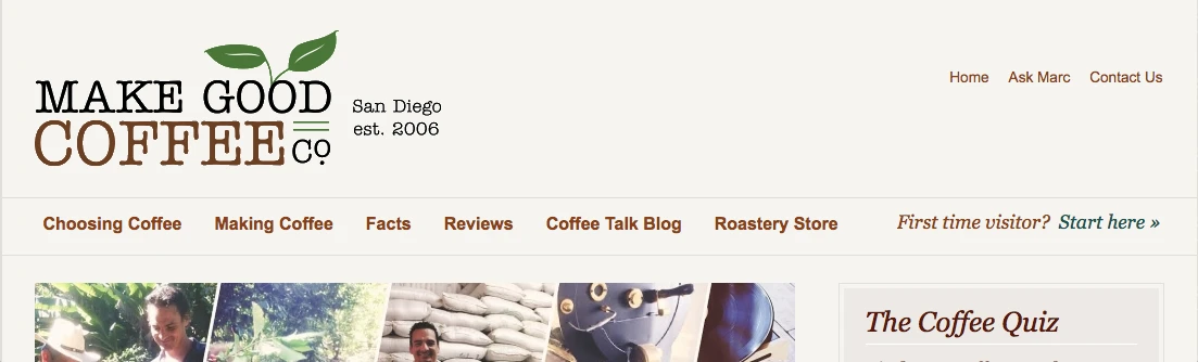 Screenshot of Make Good Coffee blog