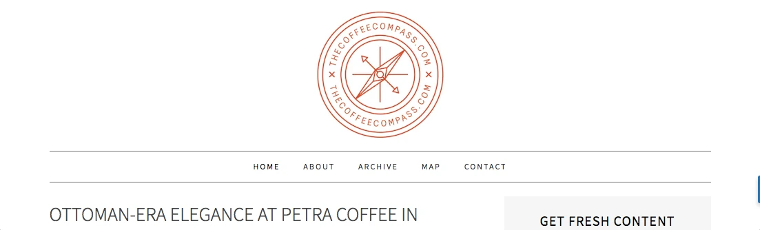 Screenshot of the Coffee Compass website