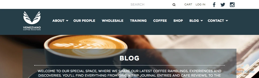 Screenshot of Veneziano website